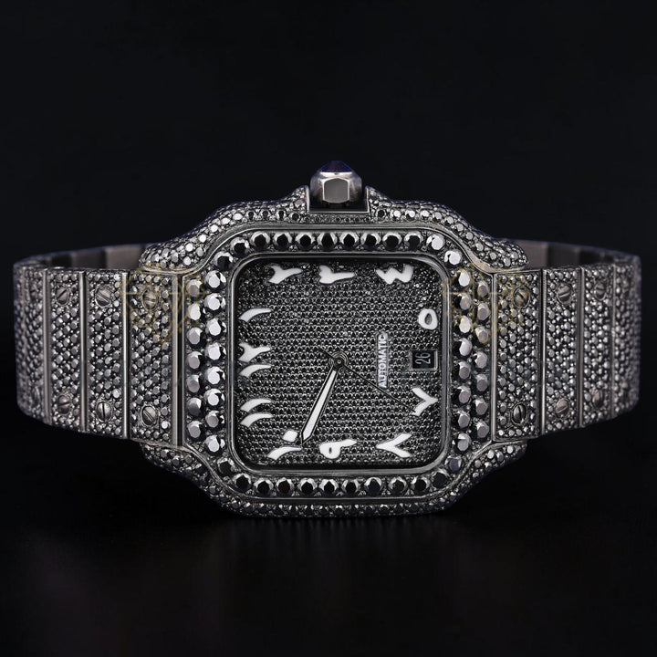 Luxury Black Square Moissanite Watch