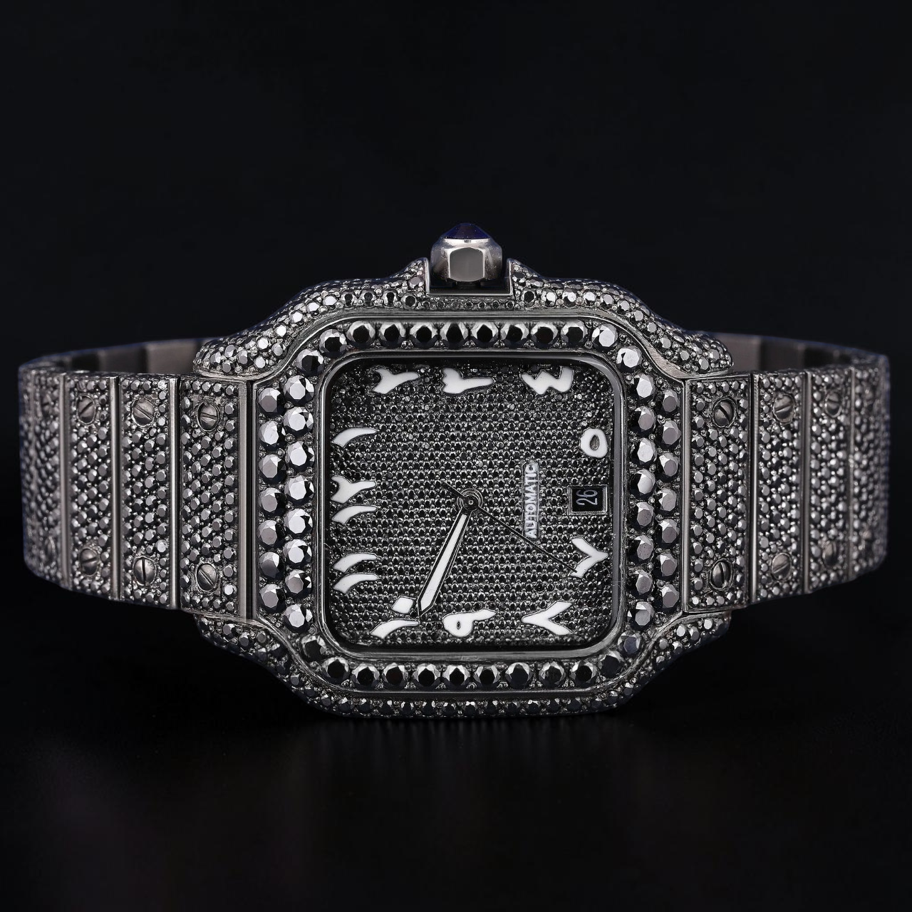 41mm Luxury Black Square Moissanite iced out watch