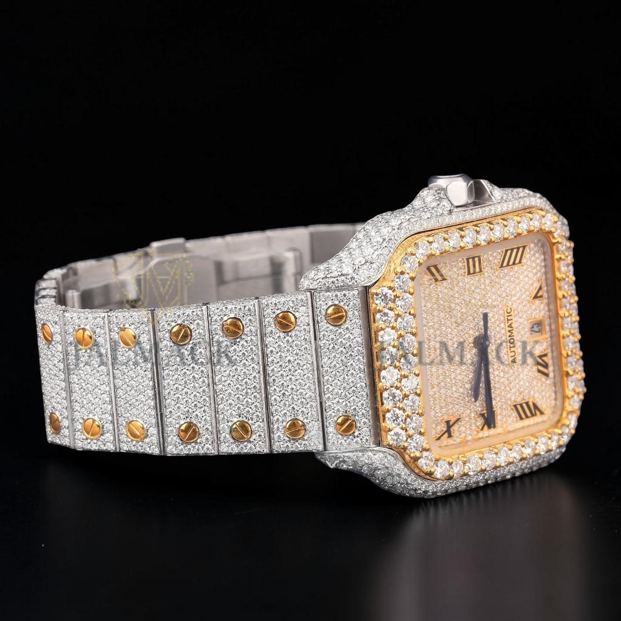 VVS1 D Color Two Tone Square Moissanite Automatic Watch