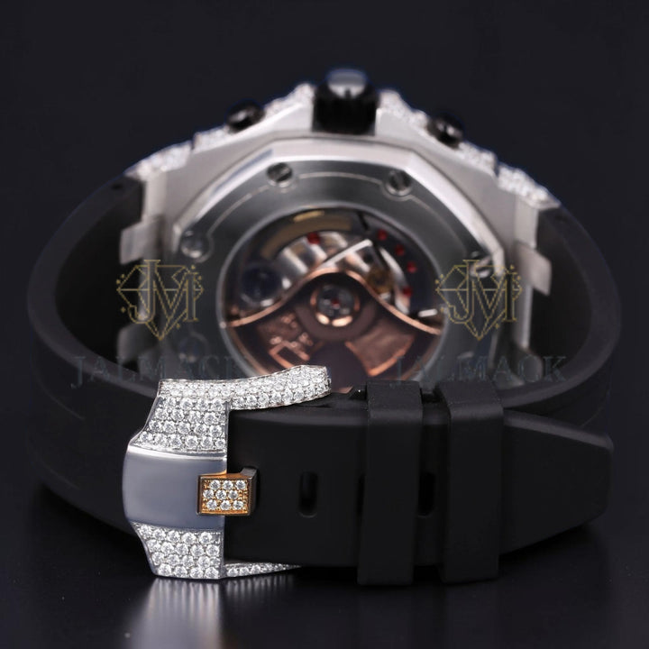 Red Numeral Chronograph Moissanite Diamond Watch