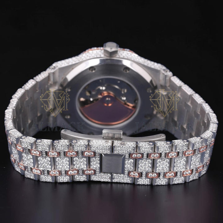 Luxury Rose Gold Arabic Dial Moissanite Automatic Watch