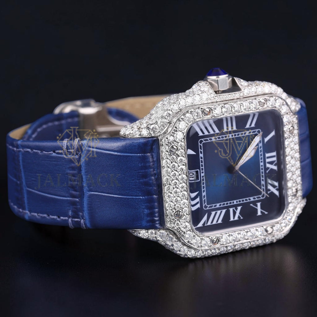 Luxury Blue Dial Moissanite Automatic Watch