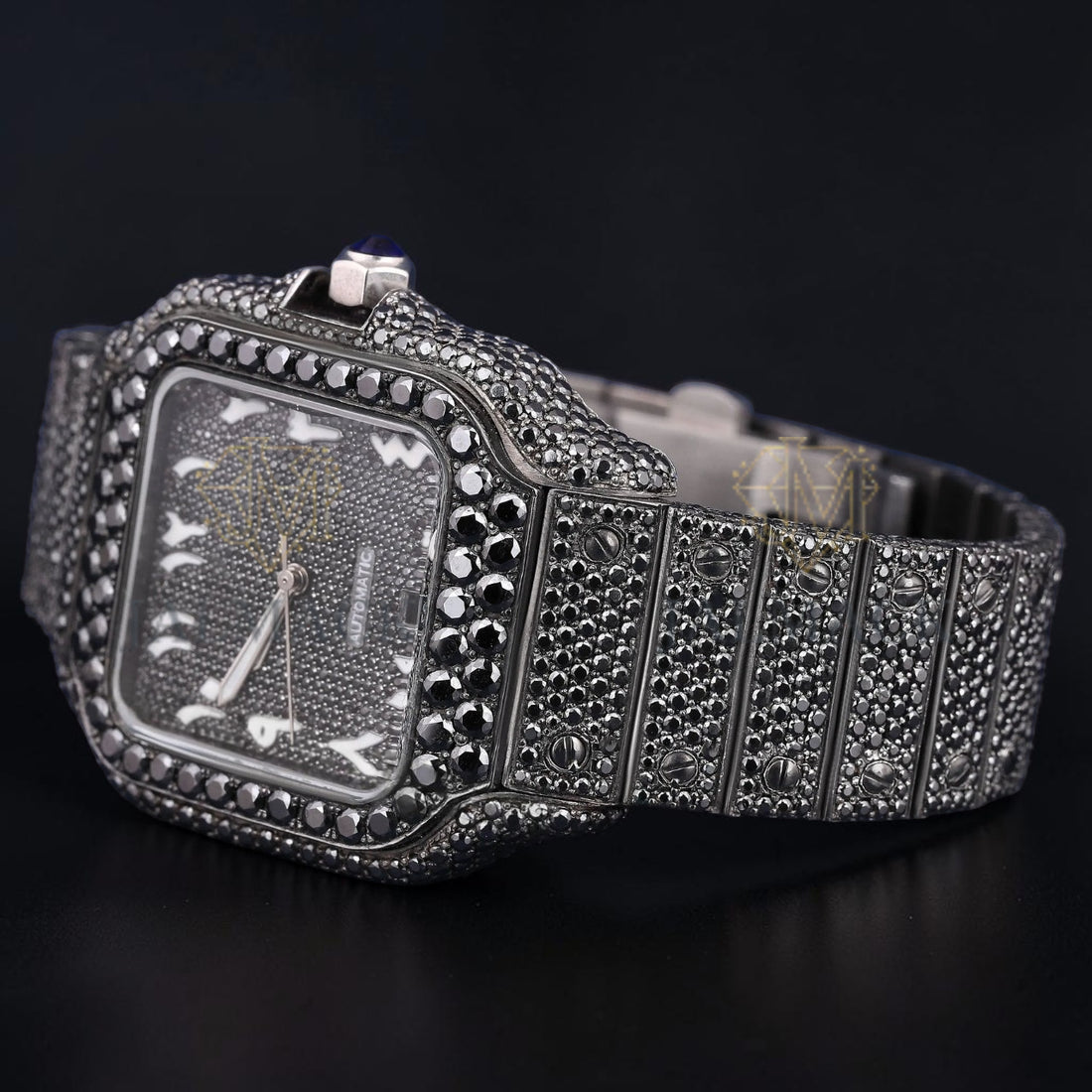 Luxury Black Square Moissanite Watch