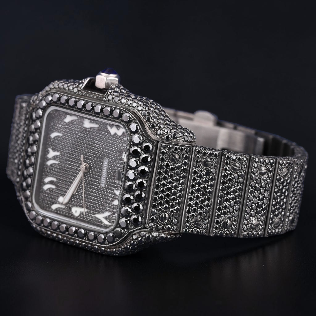 41mm Luxury Black Square Moissanite iced out watch
