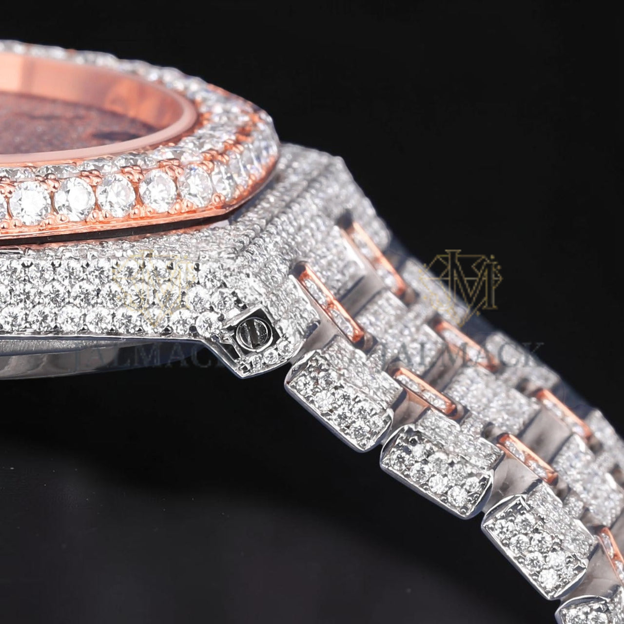 Luxury Rose Gold Arabic Dial Moissanite Automatic Watch