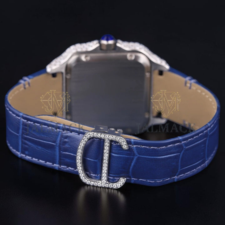 Luxury Blue Dial Moissanite Automatic Watch