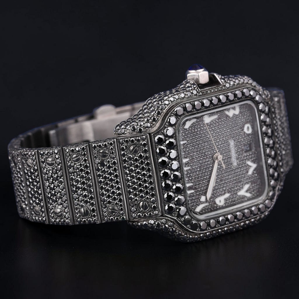 41mm Luxury Black Square Moissanite iced out watch