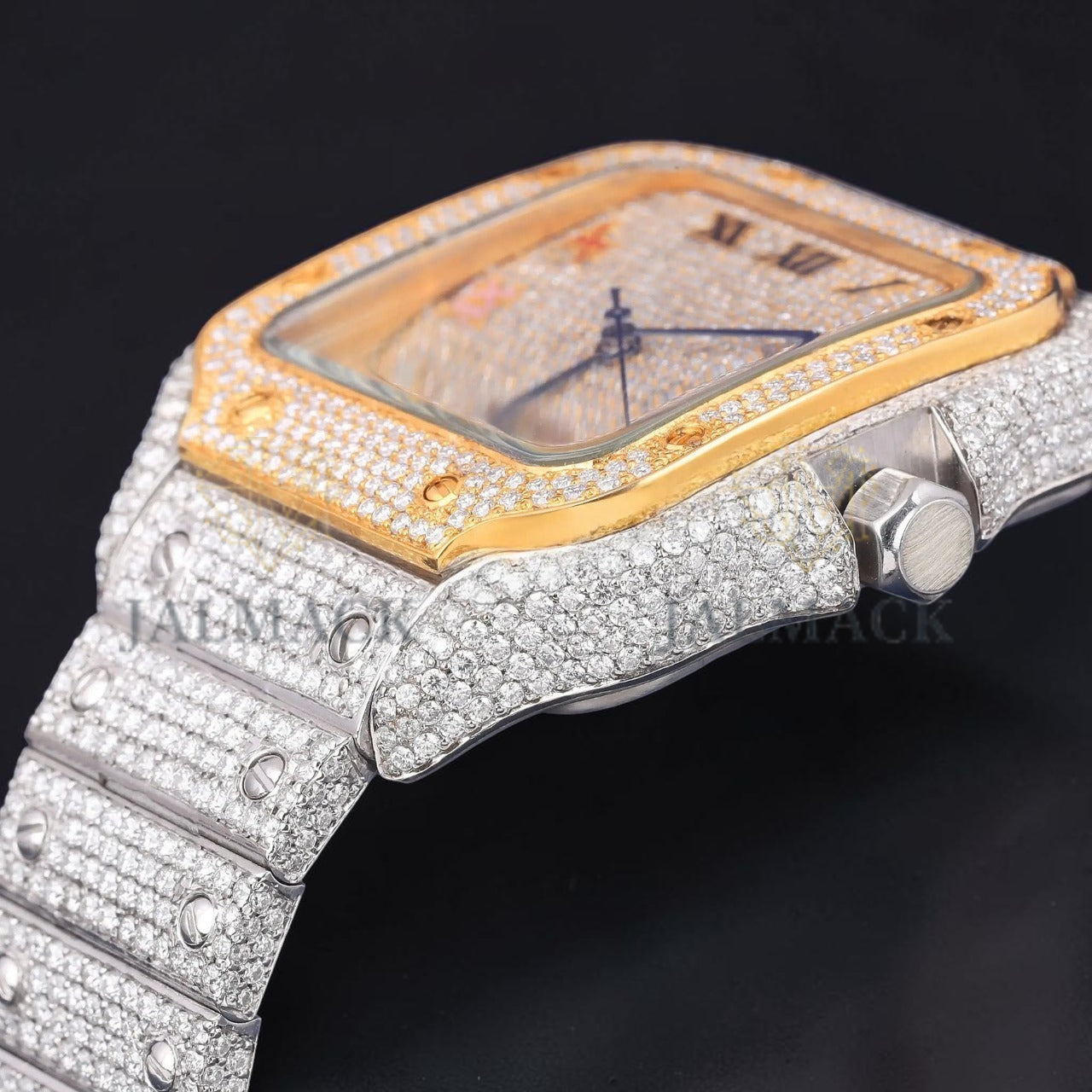 Rainbow Roman Letter Moissanite Square Automatic Watch