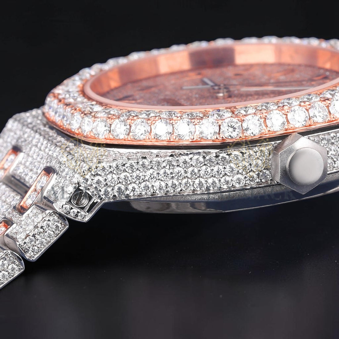 Luxury Rose Gold Arabic Dial Moissanite Automatic Watch