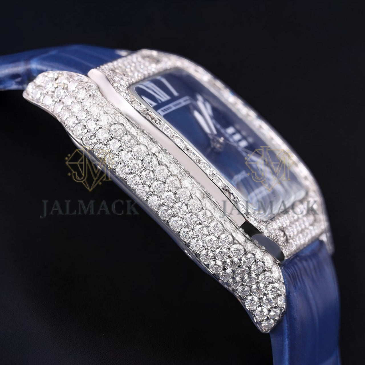 Luxury Blue Dial Moissanite Automatic Watch