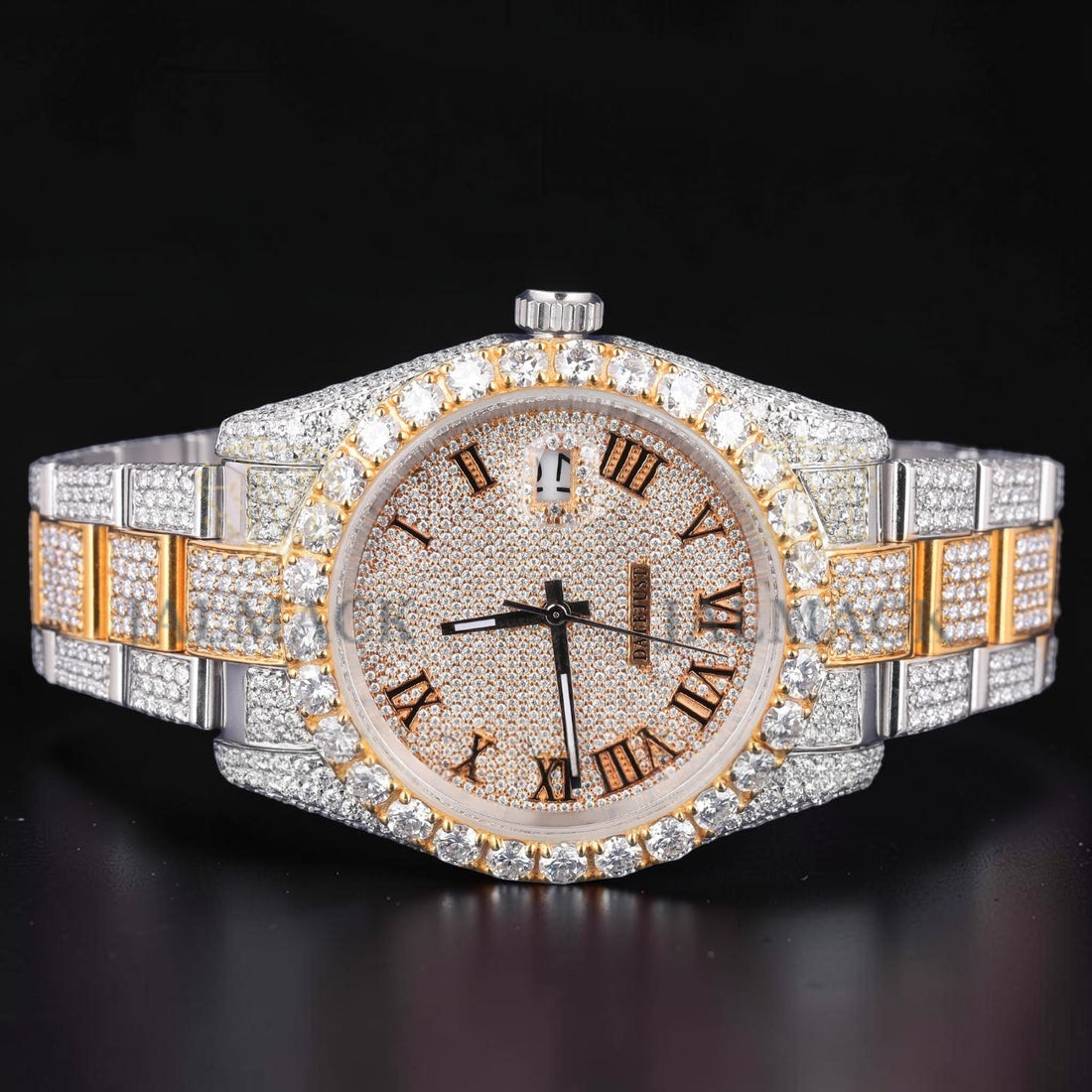 Luxury Gold Roman Moissanite Watch