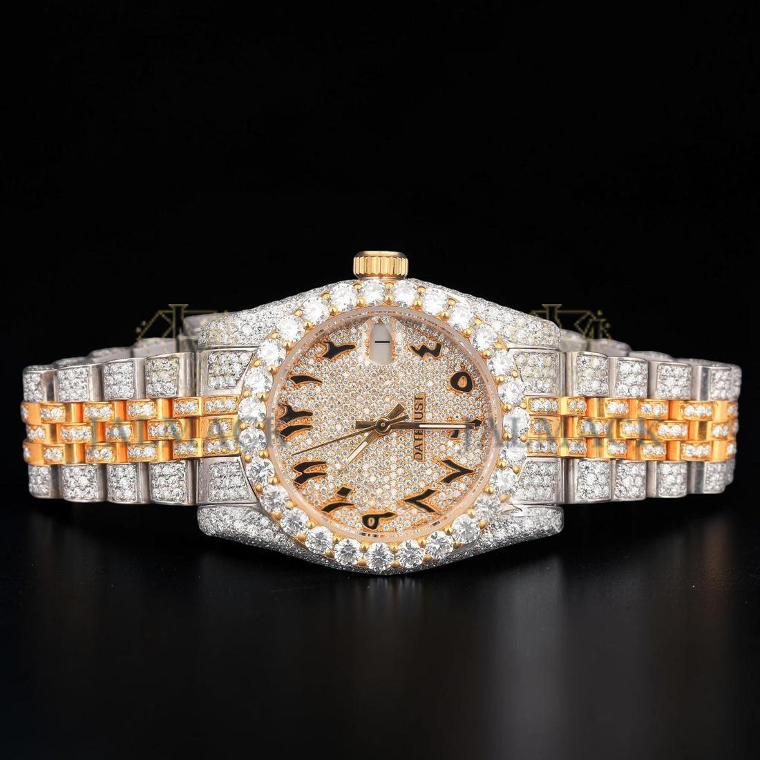 VVS1 D Color Two Tone Moissanite Day Date Automatic Watch