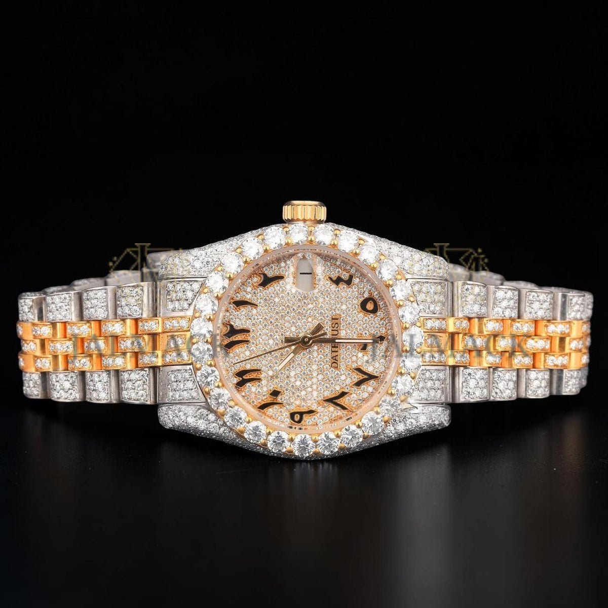 VVS1 D Color Two Tone Moissanite Day Date Automatic Watch