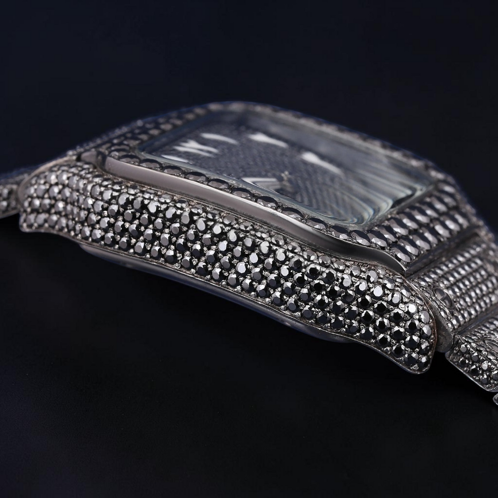 41mm Luxury Black Square Moissanite iced out watch