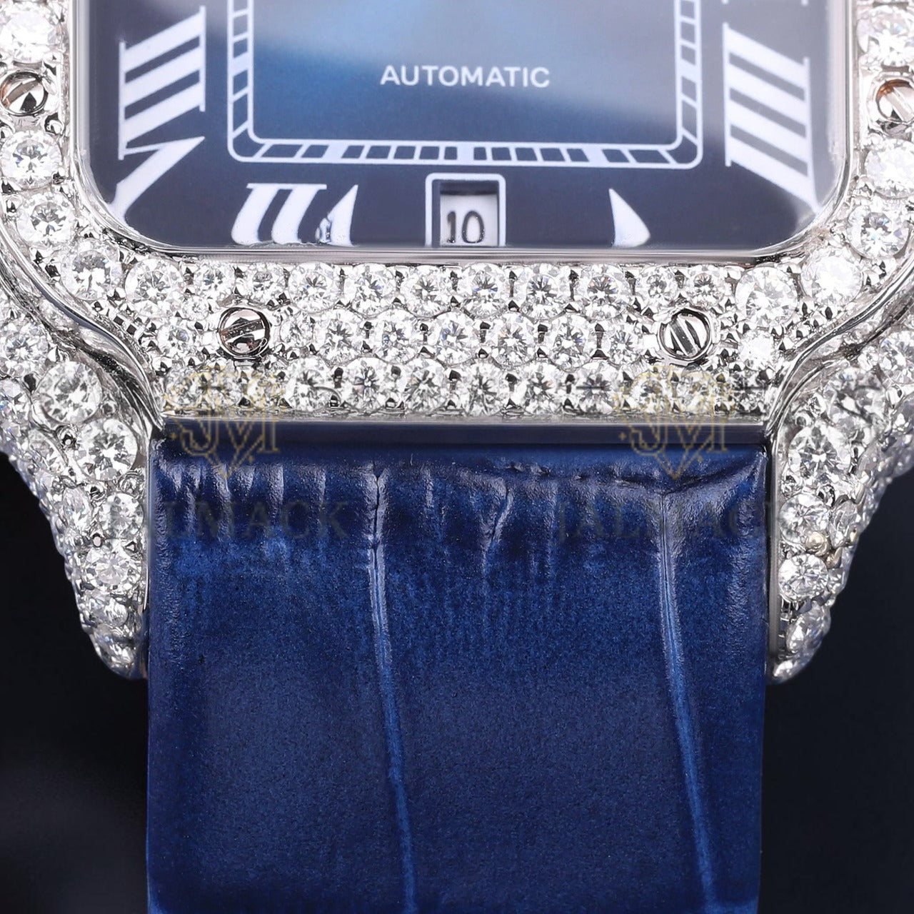 Luxury Blue Dial Moissanite Automatic Watch