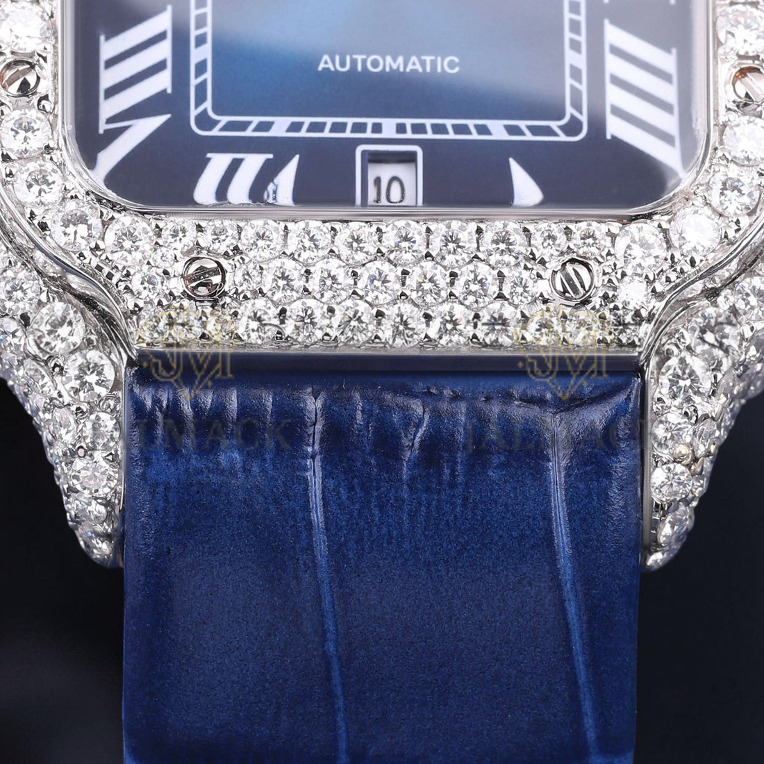 Luxury Blue Dial Moissanite Automatic Watch
