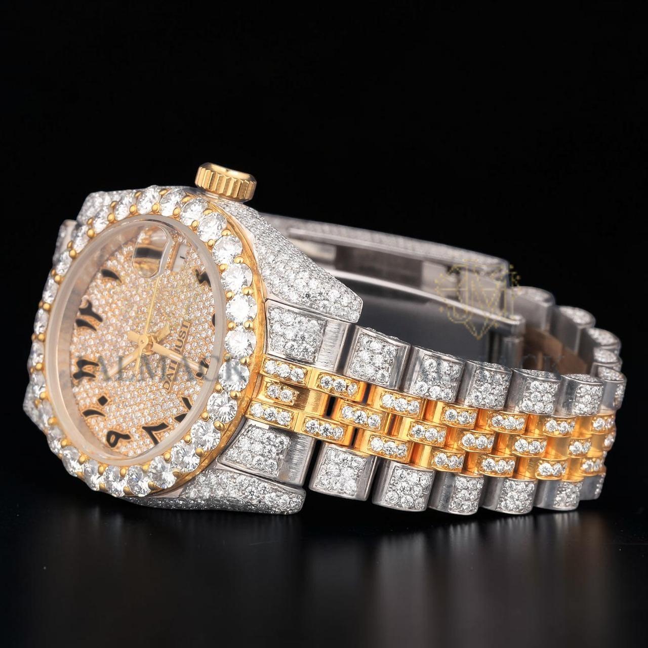 VVS1 D Color Two Tone Moissanite Day Date Automatic Watch