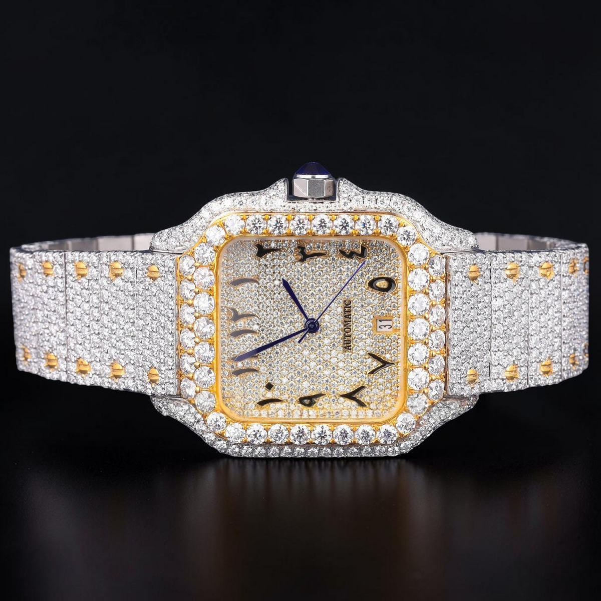 Luxury Two Tone Square Moissanite Watch