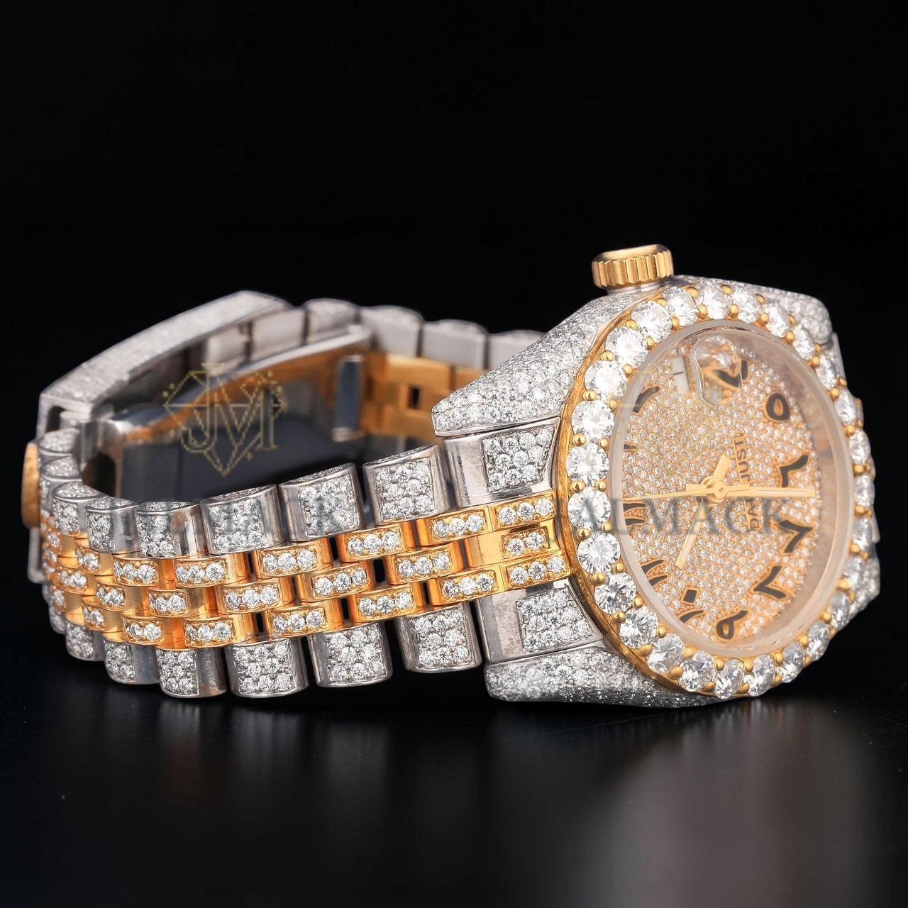 VVS1 D Color Two Tone Moissanite Day Date Automatic Watch