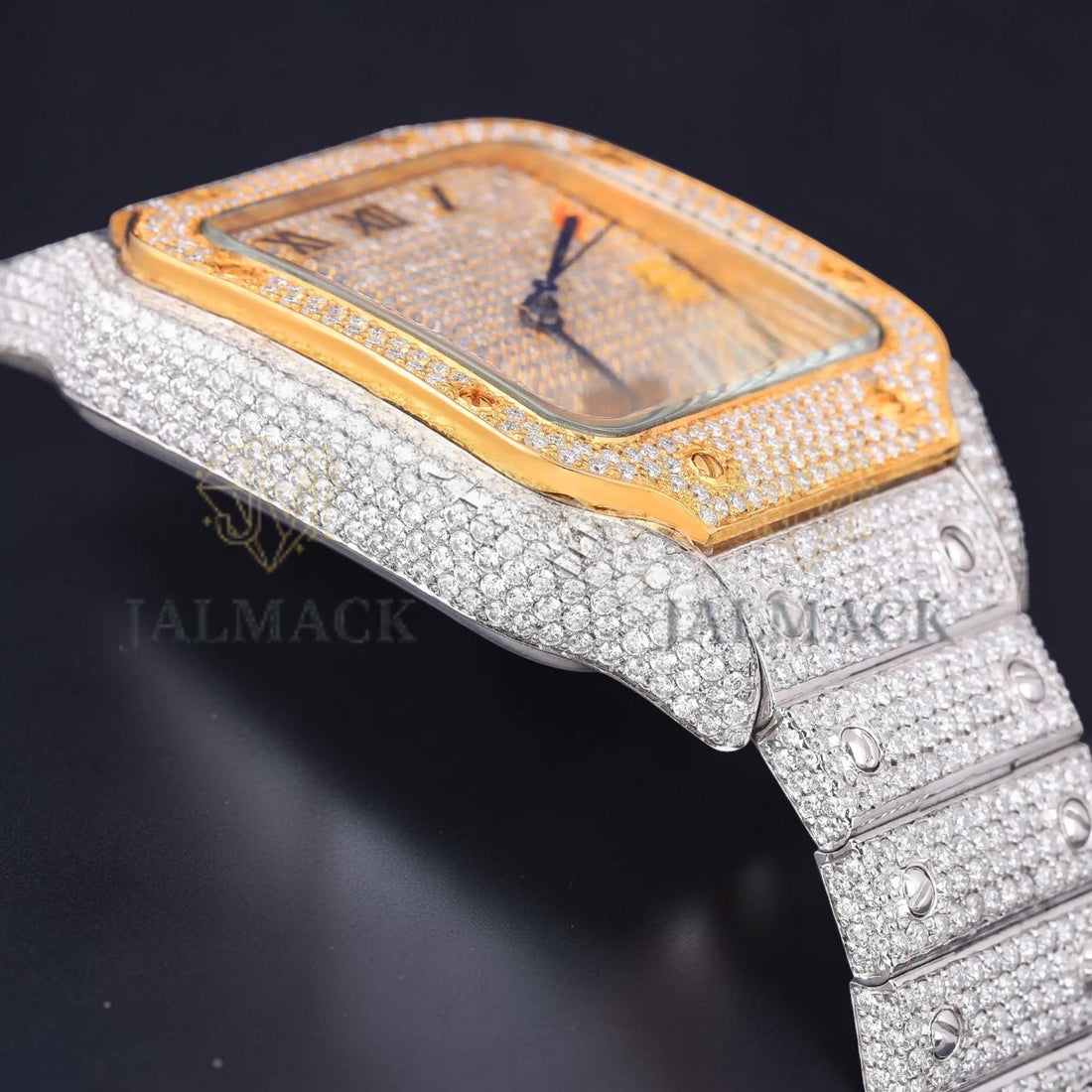 Rainbow Roman Letter Moissanite Square Automatic Watch