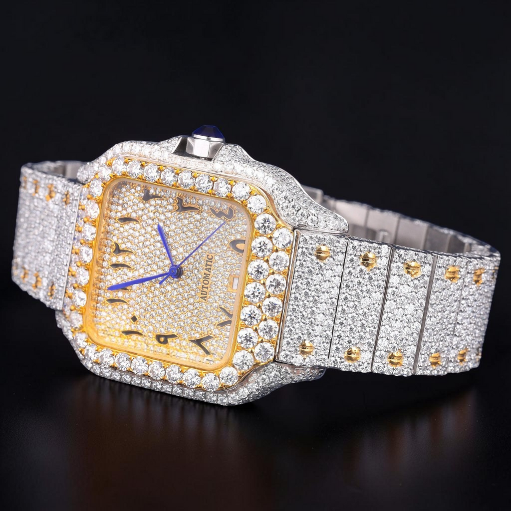 Luxury Two Tone Square Moissanite Watch