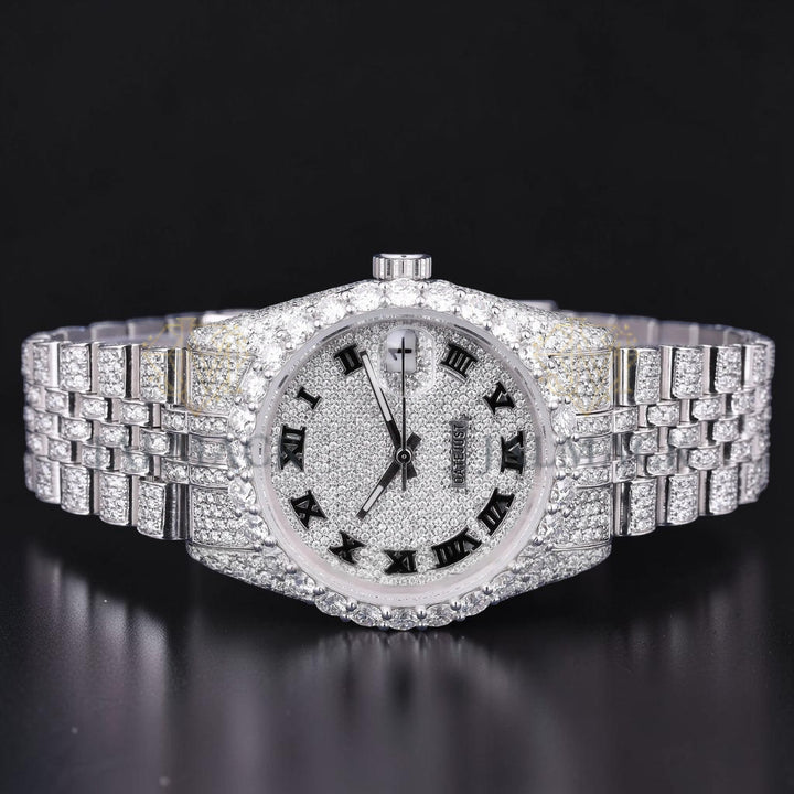 Black Roman Letter Moissanite Diamond Dial Automatic Watch