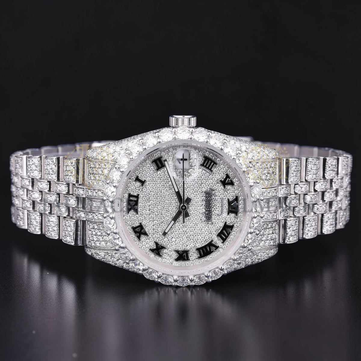 Black Roman Letter Moissanite Diamond Dial Automatic Watch