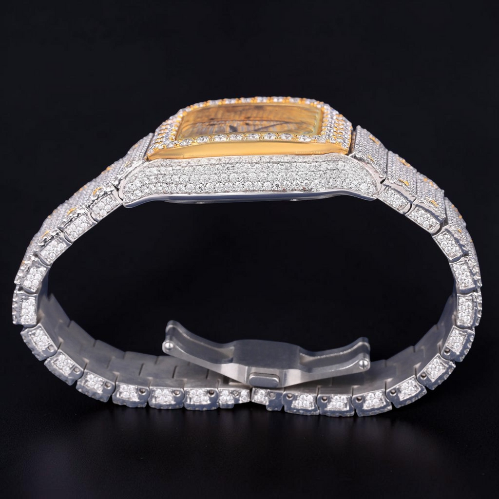 Luxury Two Tone Square Moissanite Watch