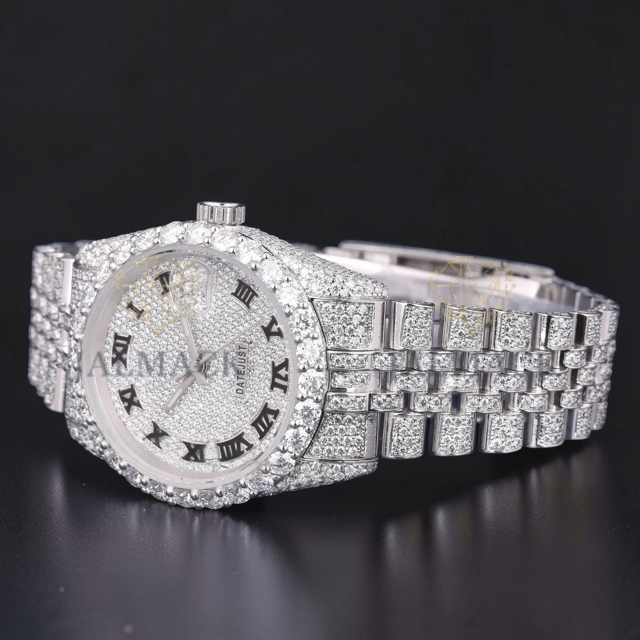 Black Roman Letter Moissanite Diamond Dial Automatic Watch