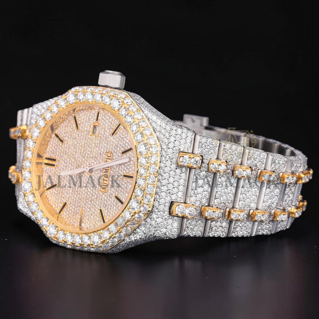 36mm Luxury Gold Automatic Moissanite Diamond Style Watch