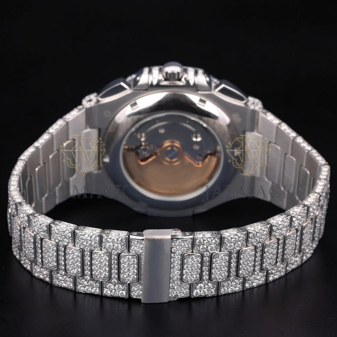 Luxury Silver Baguette Moissanite Multi-Function Automatic Watch