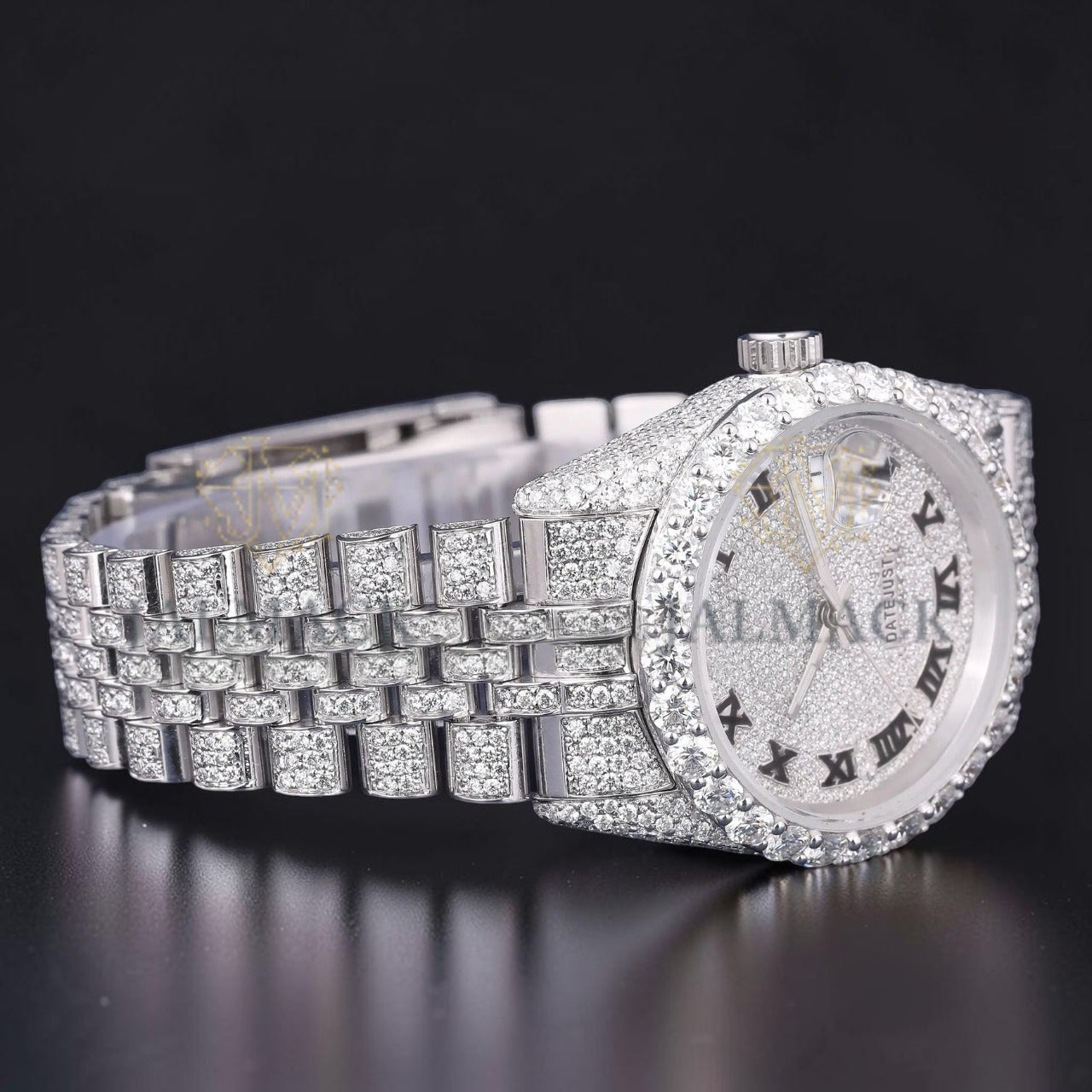 Black Roman Letter Moissanite Diamond Dial Automatic Watch