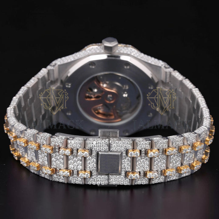 36mm Luxury Gold Automatic Moissanite Diamond Style Watch