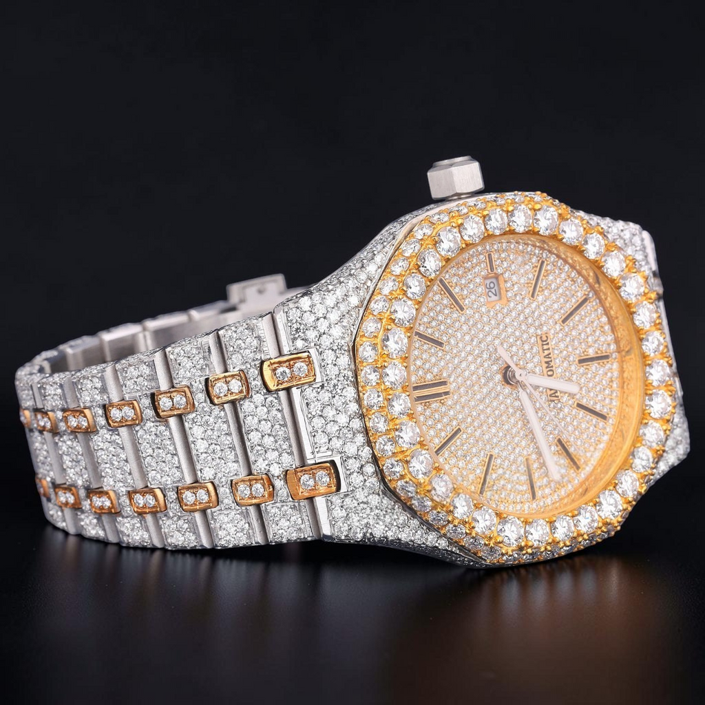 41mm Luxury moissanite iced out Automatic Watch