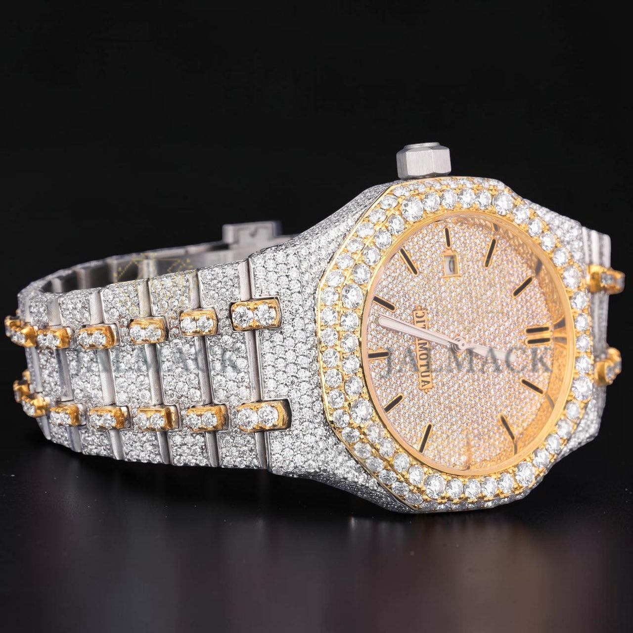 36mm Luxury Gold Automatic Moissanite Diamond Style Watch