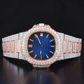 Blue Moissanite Rose Gold Automatic Watch