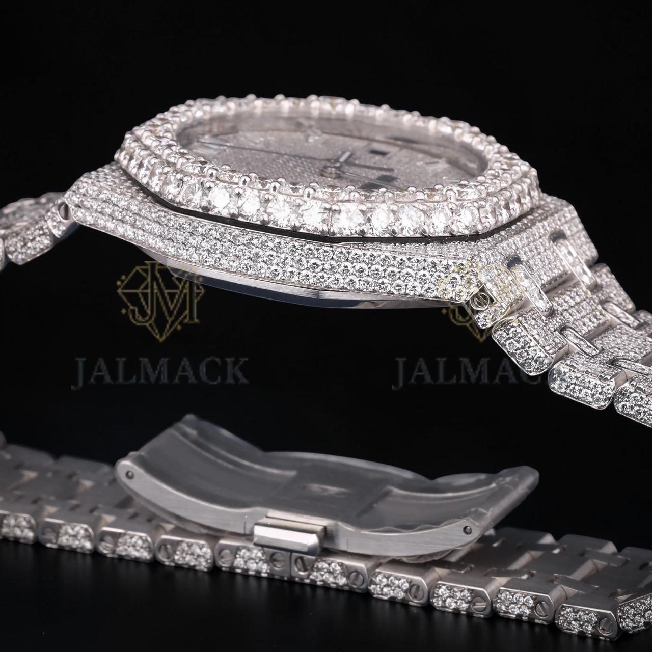 Luxury Silver Moissanite Automatic Diamond Watch VVS1 D Color