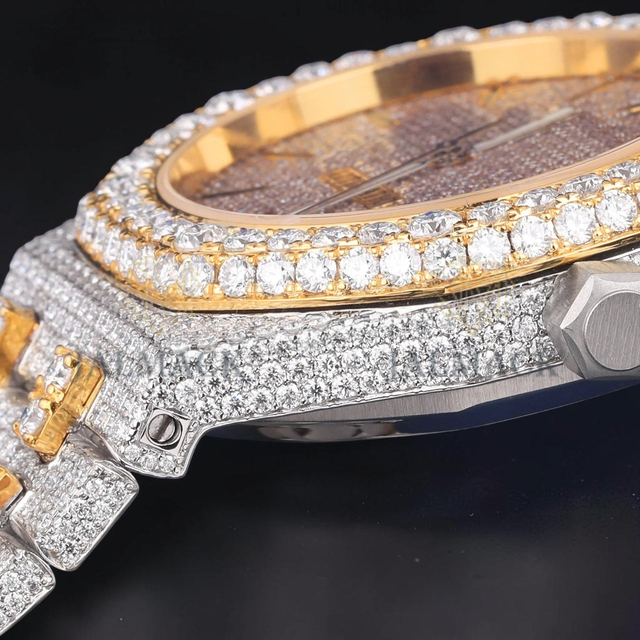 36mm Luxury Gold Automatic Moissanite Diamond Style Watch