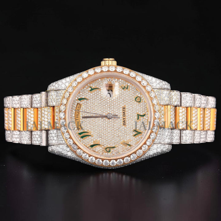 Luxury Arabic Dial Moissanite Day Date Watch