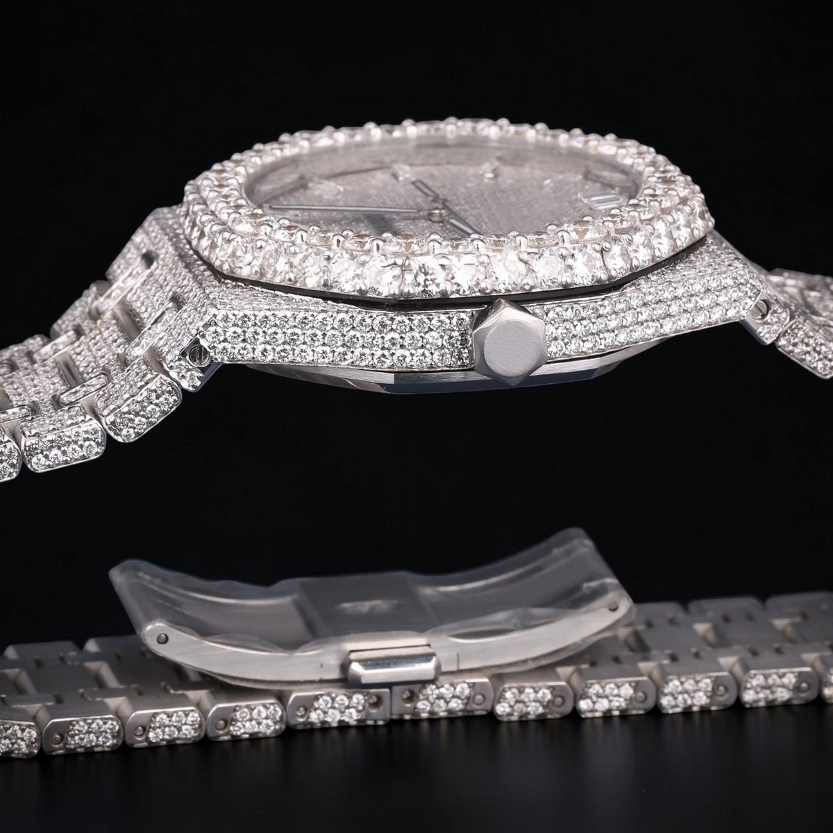 Luxury Silver Moissanite Automatic Diamond Watch VVS1 D Color