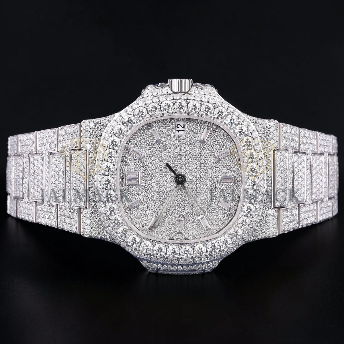 Luxury Silver Moissanite Chronograph Watch VVS1 D Color