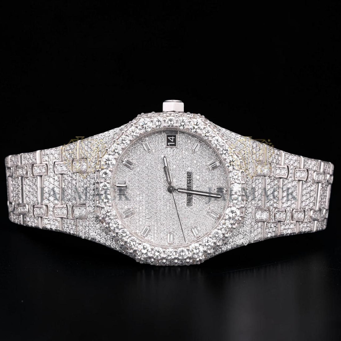 Luxury Silver Moissanite Automatic Diamond Watch VVS1 D Color