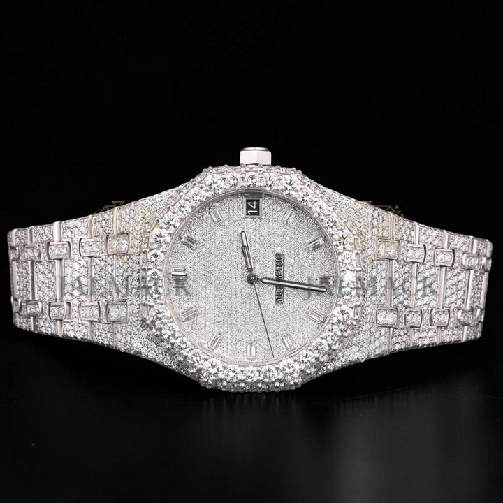 Luxury Silver Moissanite Automatic Diamond Watch VVS1 D Color
