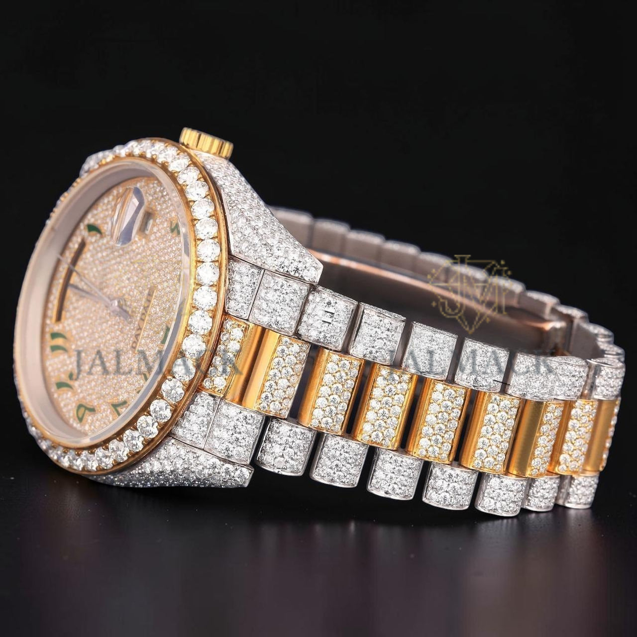 Luxury Arabic Dial Moissanite Day Date Watch