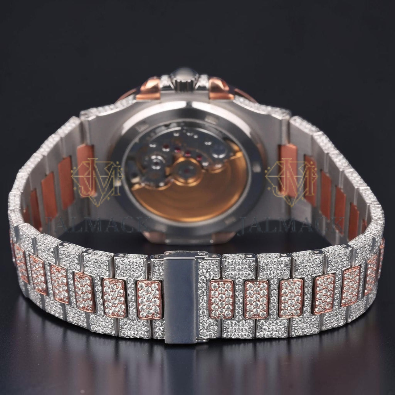 Blue Moissanite Rose Gold Automatic Watch