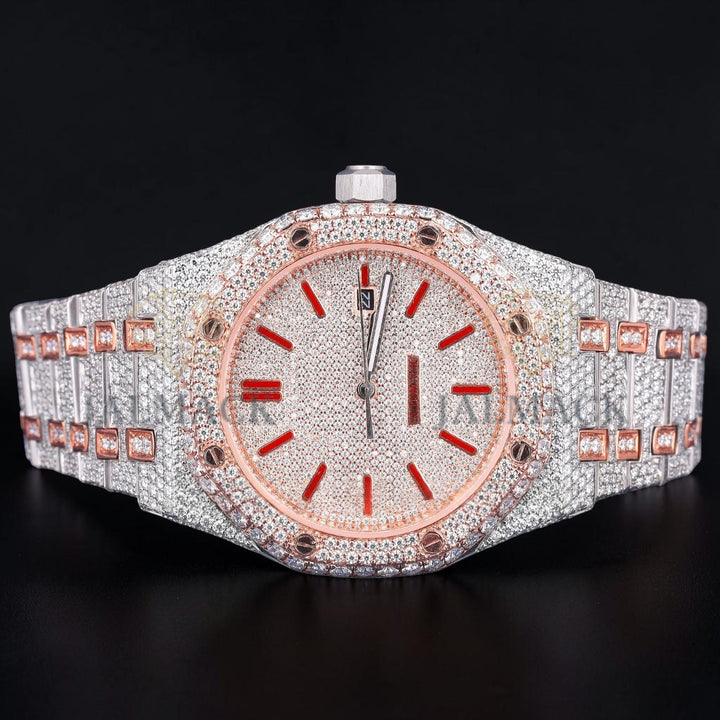 Luxury Rose Gold Moissanite Automatic Watch VVS1