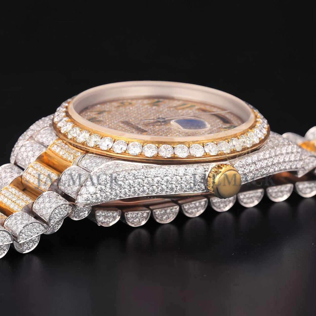 Luxury Arabic Dial Moissanite Day Date Watch