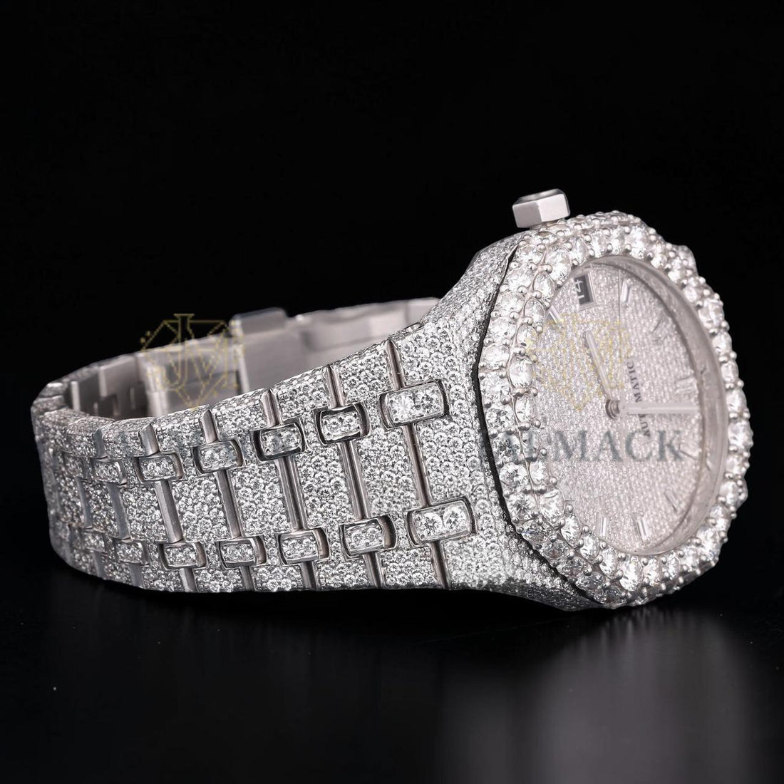 Luxury Silver Moissanite Automatic Diamond Watch VVS1 D Color