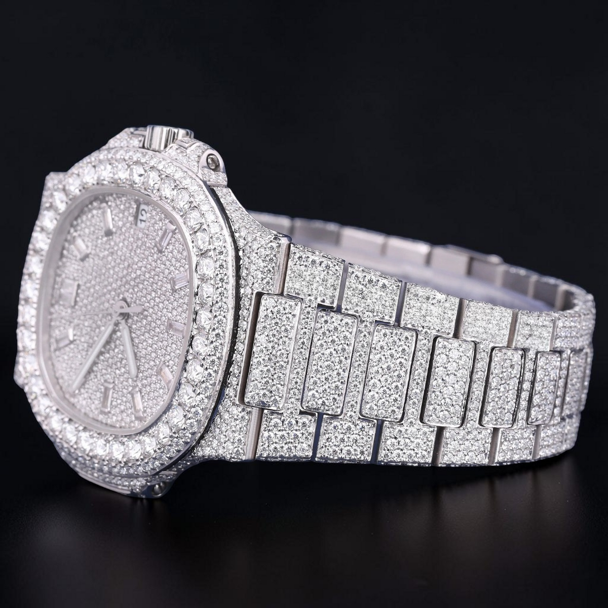 Luxury Silver Moissanite Chronograph Watch VVS1 D Color