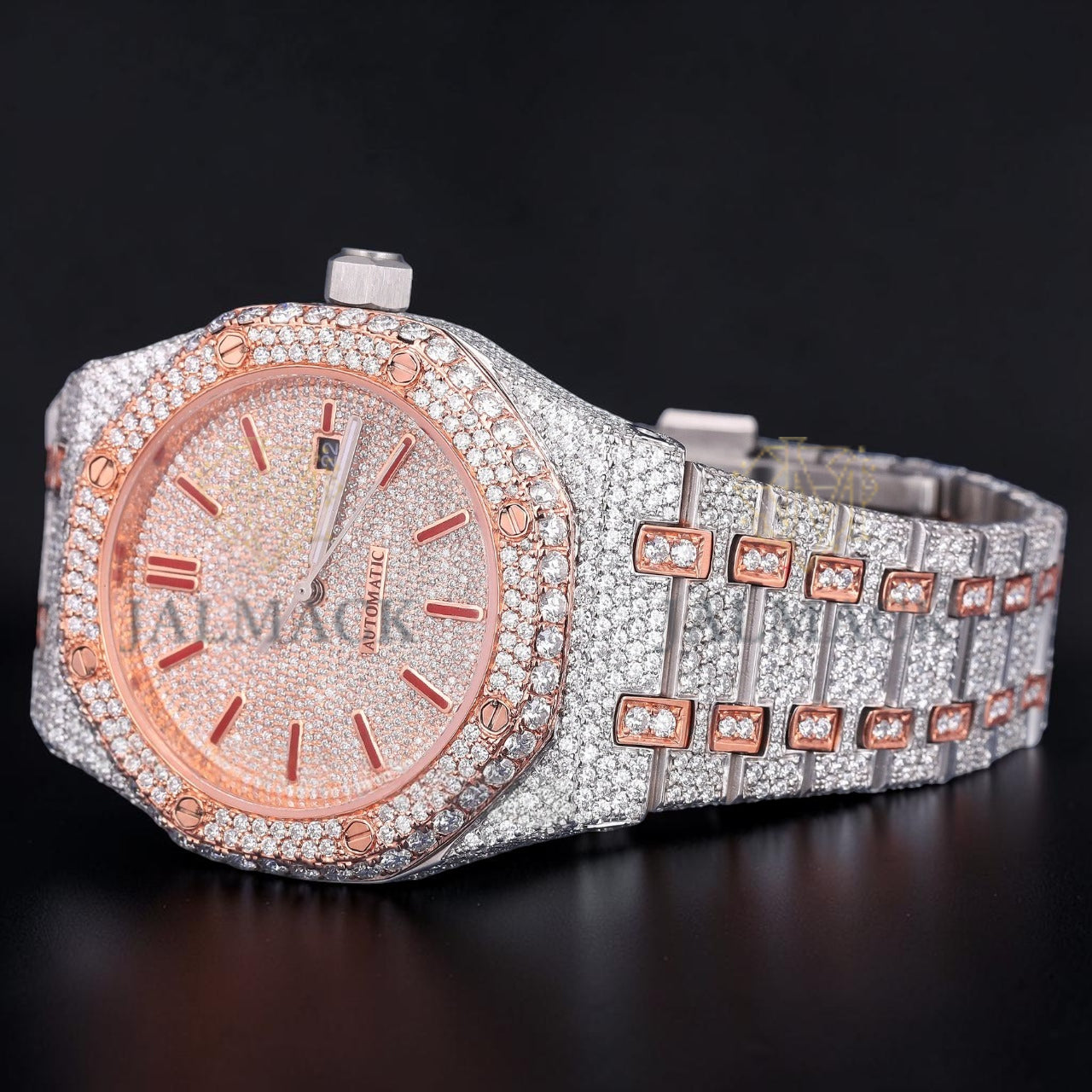 Luxury Rose Gold Moissanite Automatic Watch VVS1